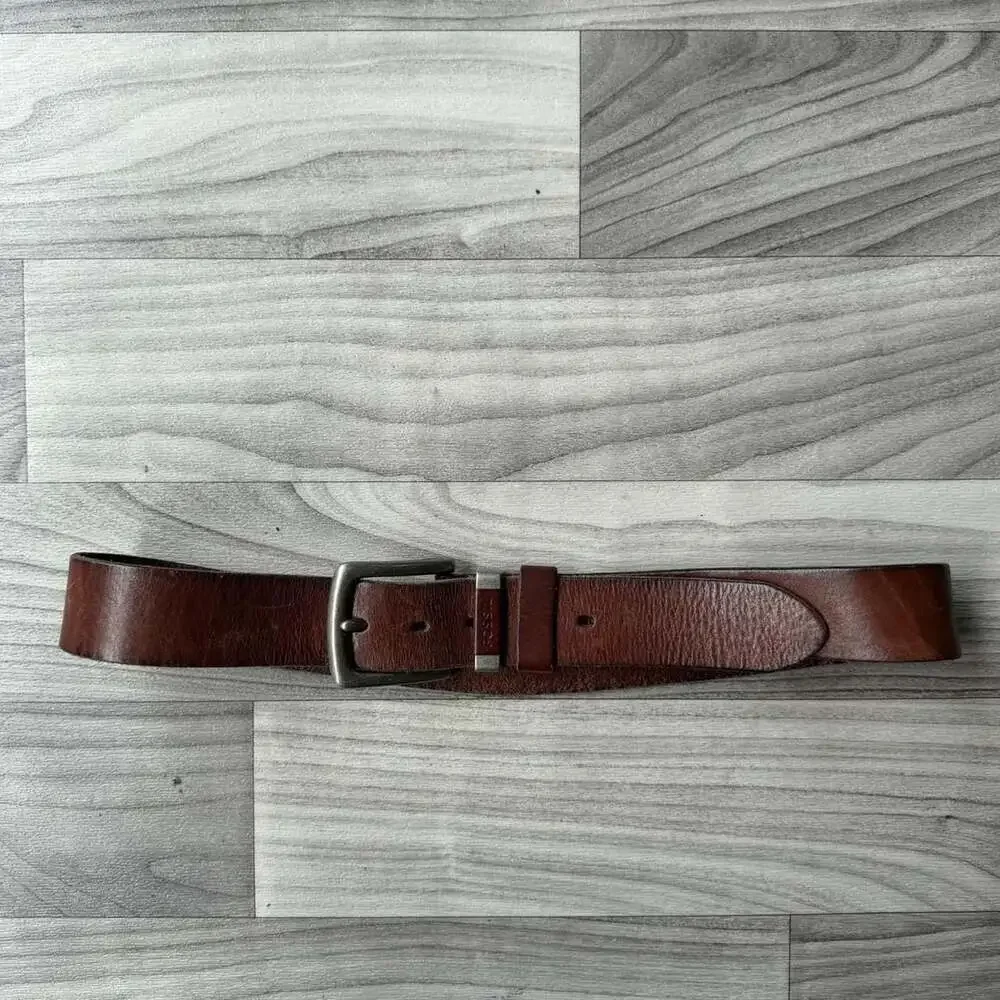 Vintage Fossil Brown Leather Belt Size 32